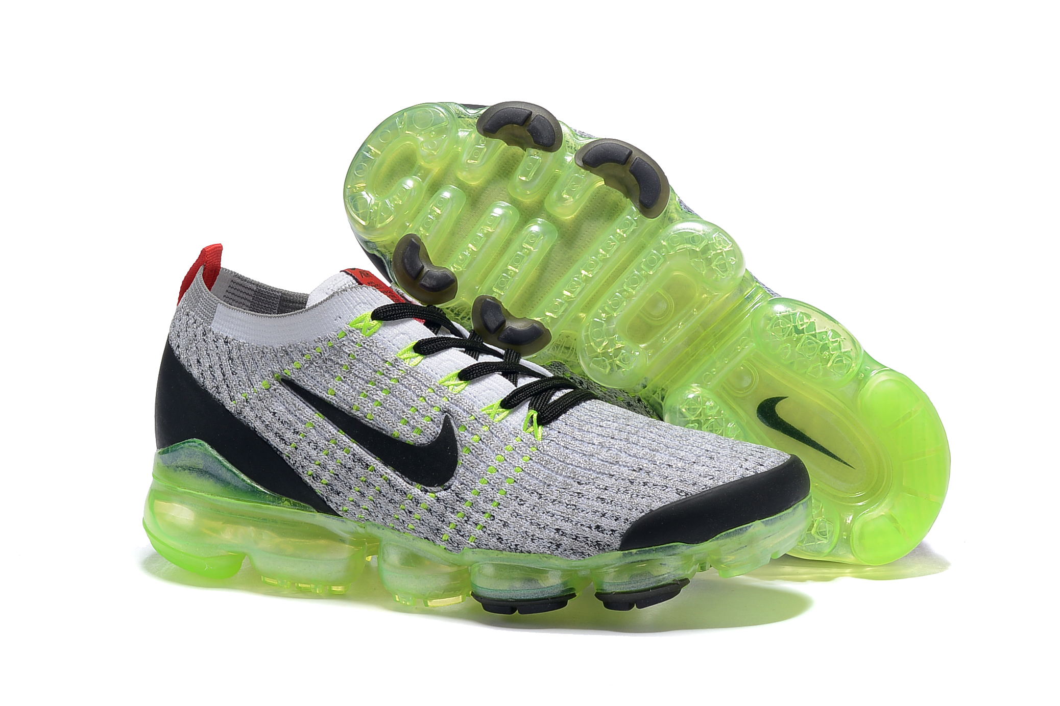 2019 Nike Air VaporMax Flyknit 3.0 Grey Black Green Shoes - Click Image to Close